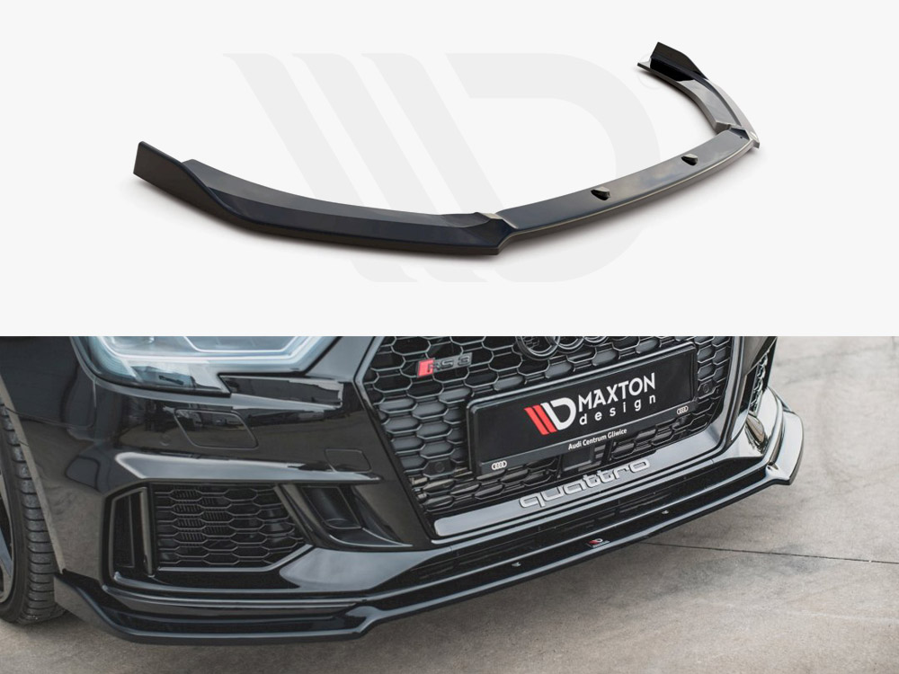 Maxton Design Gloss Black Front Splitter V.3 Audi RS3 8V Facelift (2017-Up), view 1