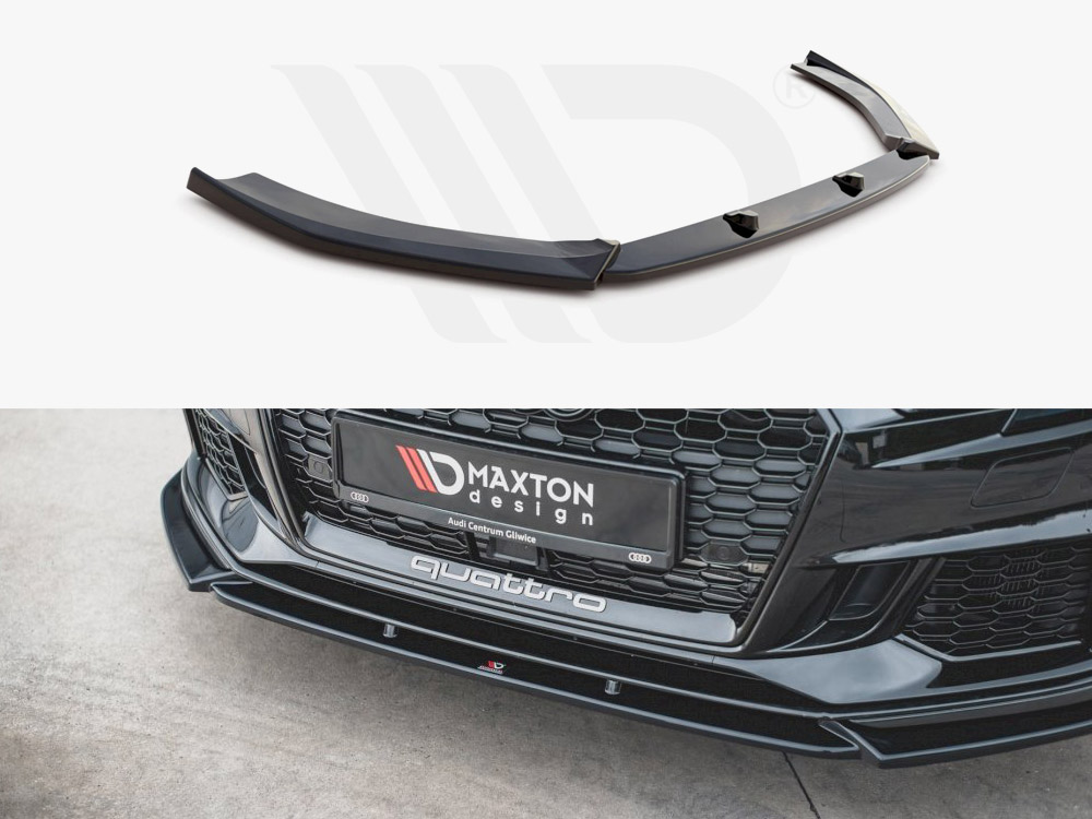 Maxton Design Gloss Black Front Splitter V.4 Audi RS3 8V Facelift (2017-Up), view 1