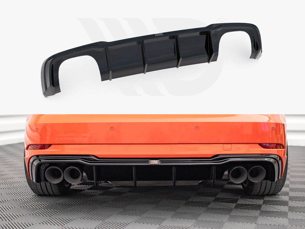 Maxton Design Gloss Black Rear Valance V.2 Audi RS3 8V Facelift (2017-), view 1
