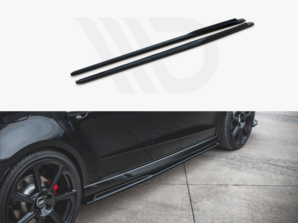 Maxton Design Gloss Black Side Skirts Diffusers V.2 Audi RS3 8V Sportback Facelift (2017-Up), view 1