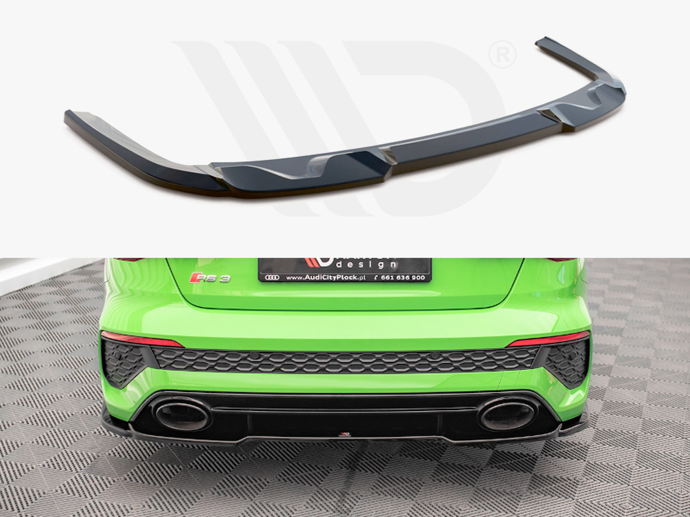 Maxton Design Gloss Black Central Rear Splitter Audi RS3 Sedan 8Y (2020-), view 1