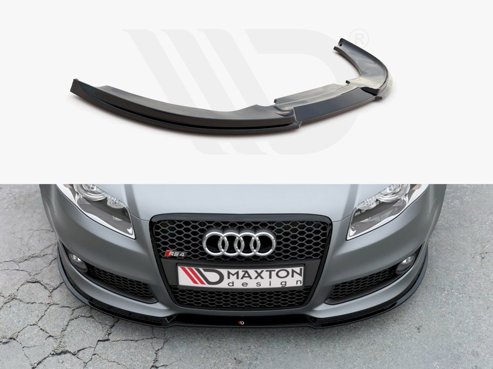 Maxton Design Gloss Black Front Splitter V1Audi Rs4 B7 (2006-2008), view 1