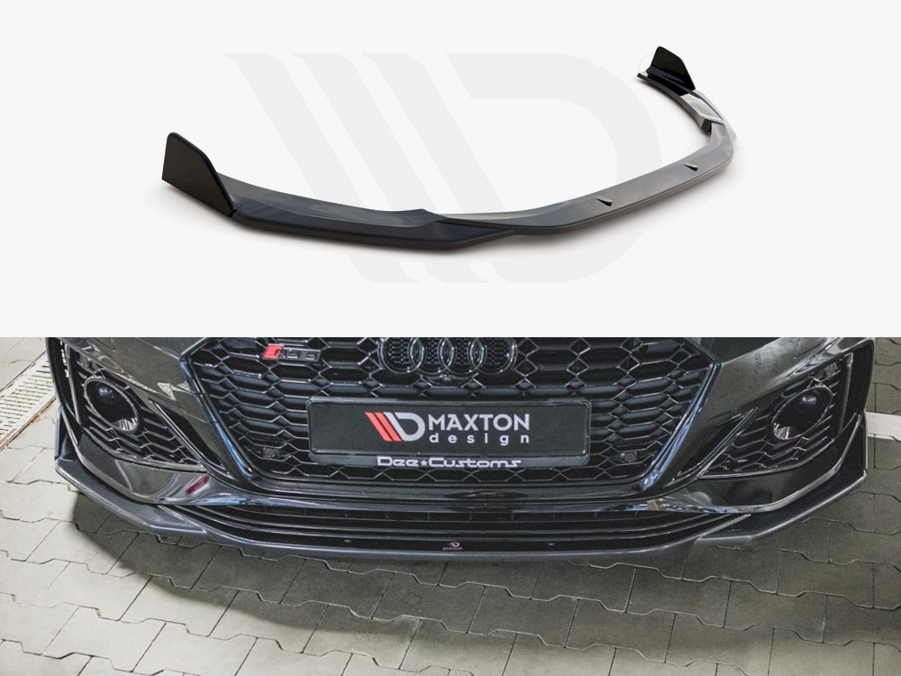 Maxton Design Gloss Black Front Splitter + Flaps V1 Audi Rs5 F5 Facelift (2020-), view 1
