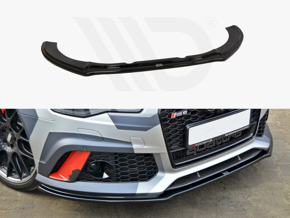 Maxton Design Gloss Black Front Splitter V.1 Audi Rs6 C7 (2013-Up), view 1