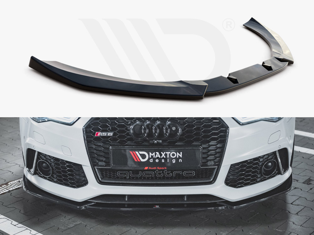 Maxton Design Gloss Black Front Splitter V4 Audi Rs6 C7 (2013-2017), view 1