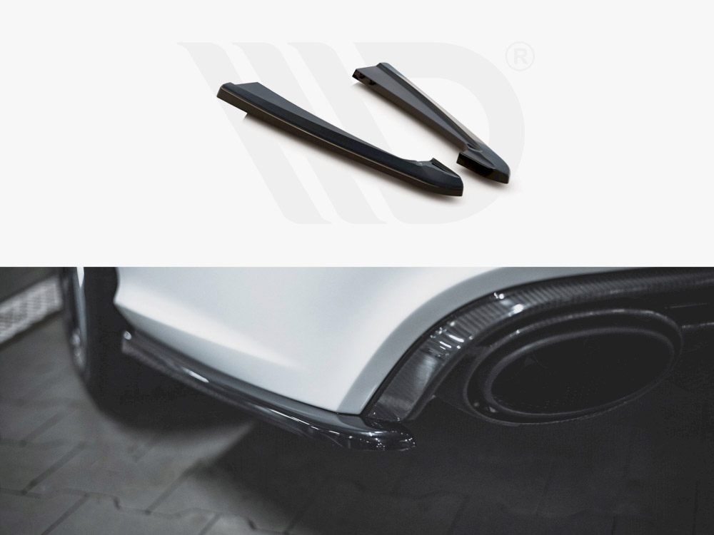 Maxton Design Gloss Black Rear Side Splitters V2 Audi Rs6 C7 (2013-2017), view 1
