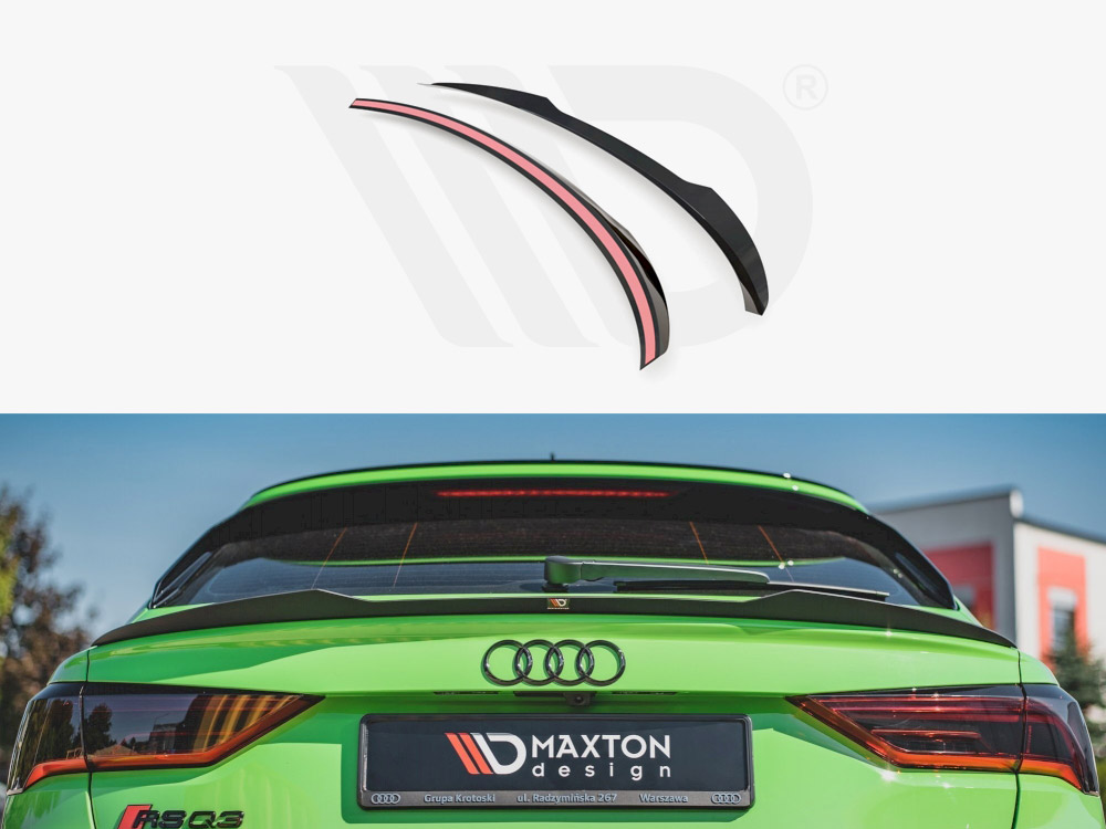 Maxton Design Gloss Black Spoiler Cap Audi RSQ3 (F3) / Q3 S-Line Sportback (2019-), view 1