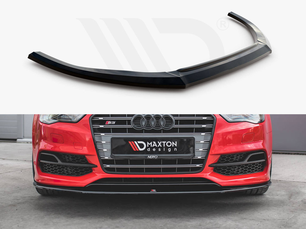 Maxton Design Gloss Black Front Splitter V.1 Audi S3 / A3 S-Line 8V Sedan / Cabrio (2013-2016), view 1