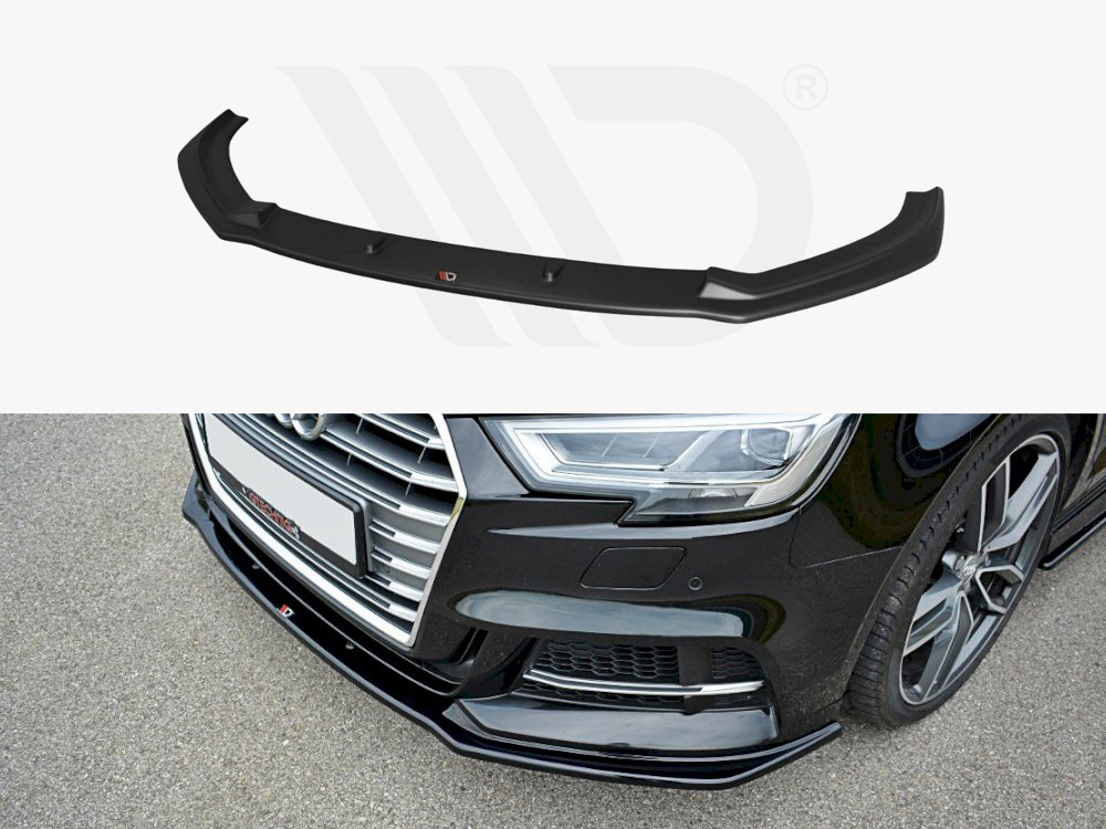 Maxton Design Gloss Black Front Splitter V.1 Audi S3 / A3 S-Line 8V Facelift Sedan (2016-2020), view 1