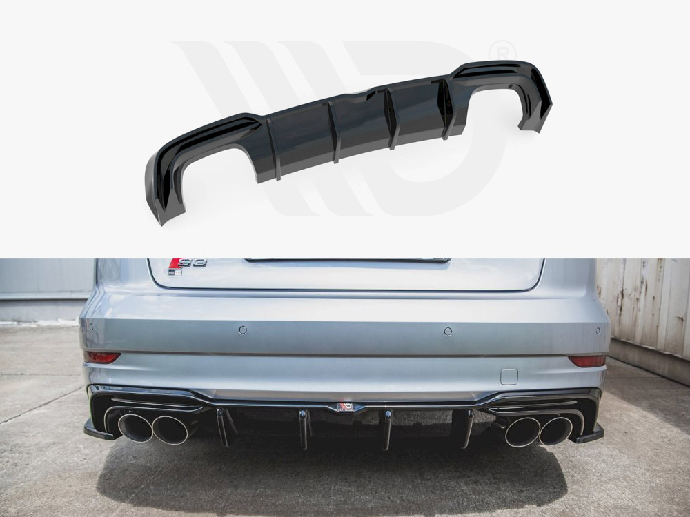 Maxton Design Gloss Black Rear Valance Audi S3 Sedan 8V Facelift (2016-2020), view 1