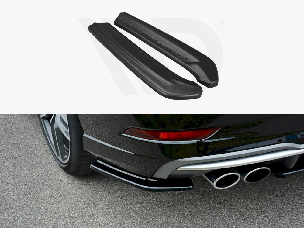 Maxton Design Gloss Black Rear Side Splitters Audi S3 / A3 S-Line 8V Fl Sedan, view 1