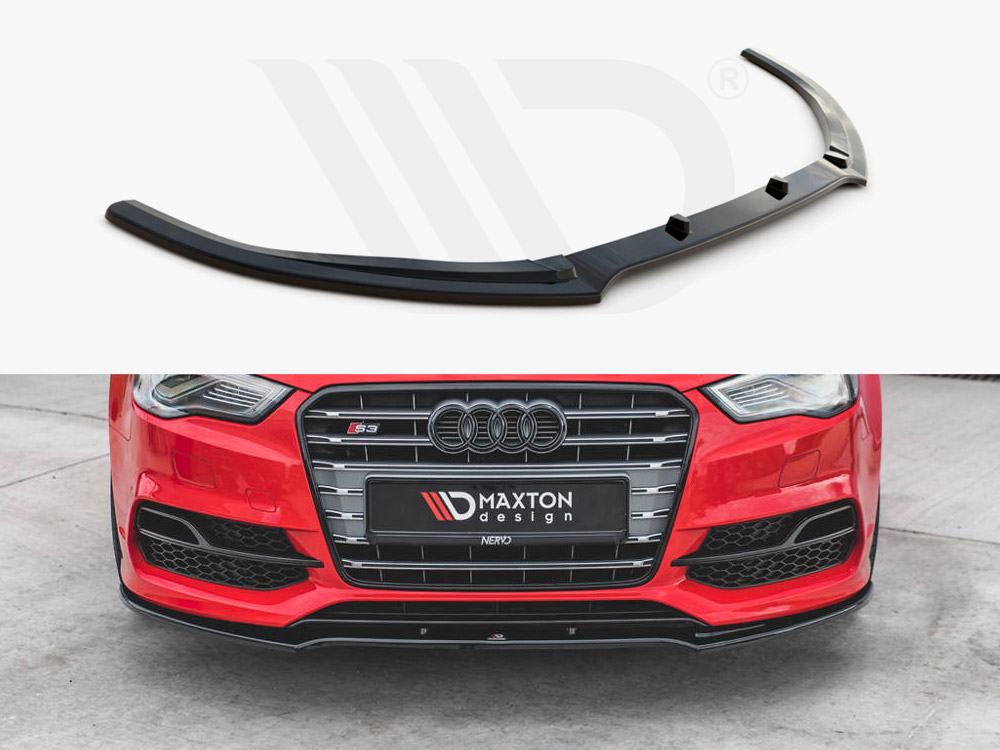 Maxton Design Gloss Black Front Splitter V.2 Audi S3 / A3 S-Line 8V Sedan / Cabrio (2013-2016), view 1