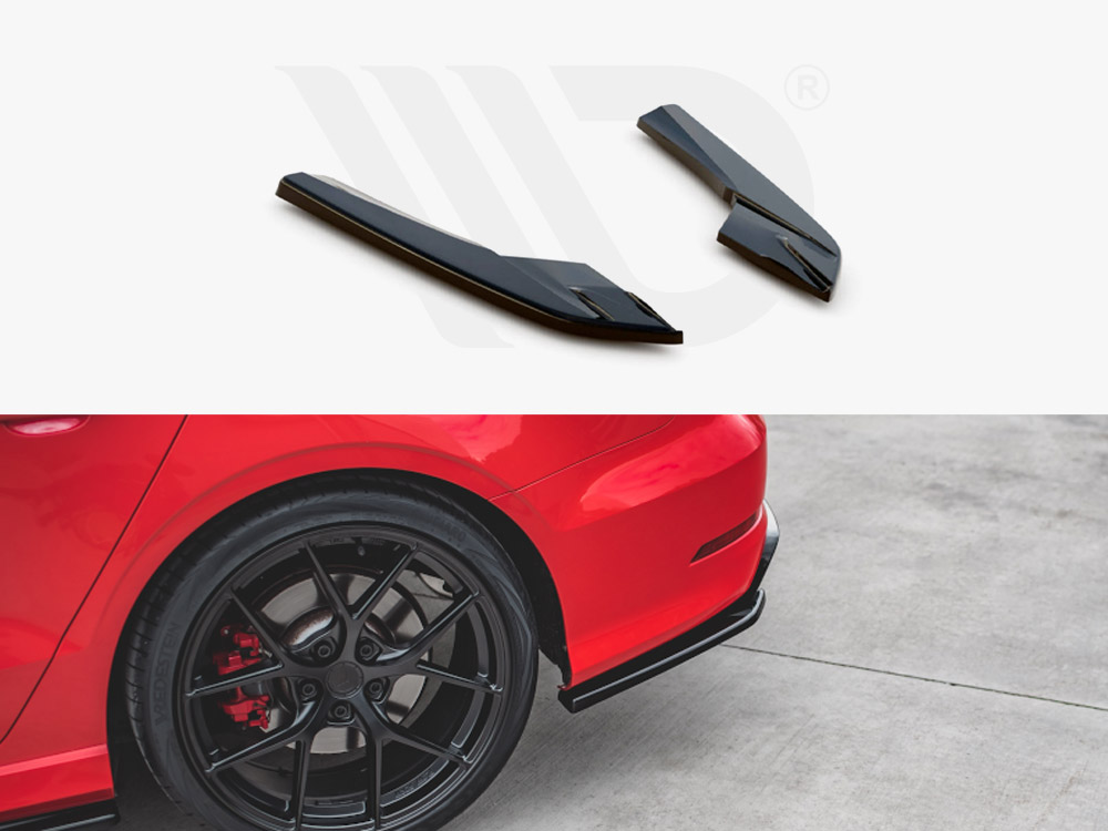 Maxton Design Gloss Black Rear Side Splitters Audi S3 Sedan 8V (2013-2016), view 1