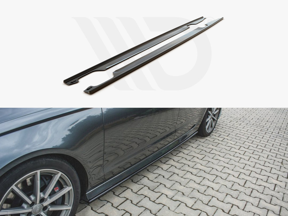Maxton Design Gloss Black Side Skirt Diffusers Audi S6/ A6 S-Line C7 Facelift, view 1