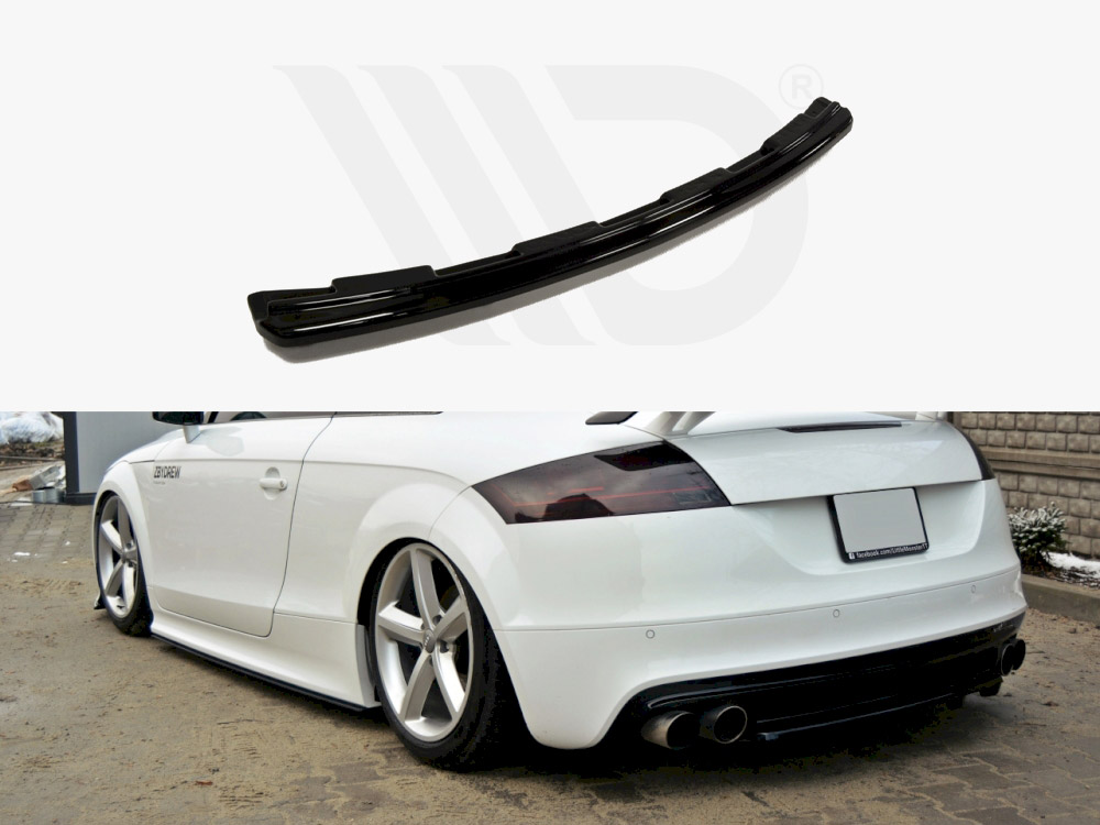 Maxton Design Gloss Black Central Rear Splitter Audi TT S 8J (With A Vertical Bar) (2008-13), view 1