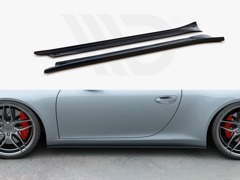 Maxton Design Gloss Black Side Skirts Splitters Porsche 911 Carrera 991 (2011-2016), view 1