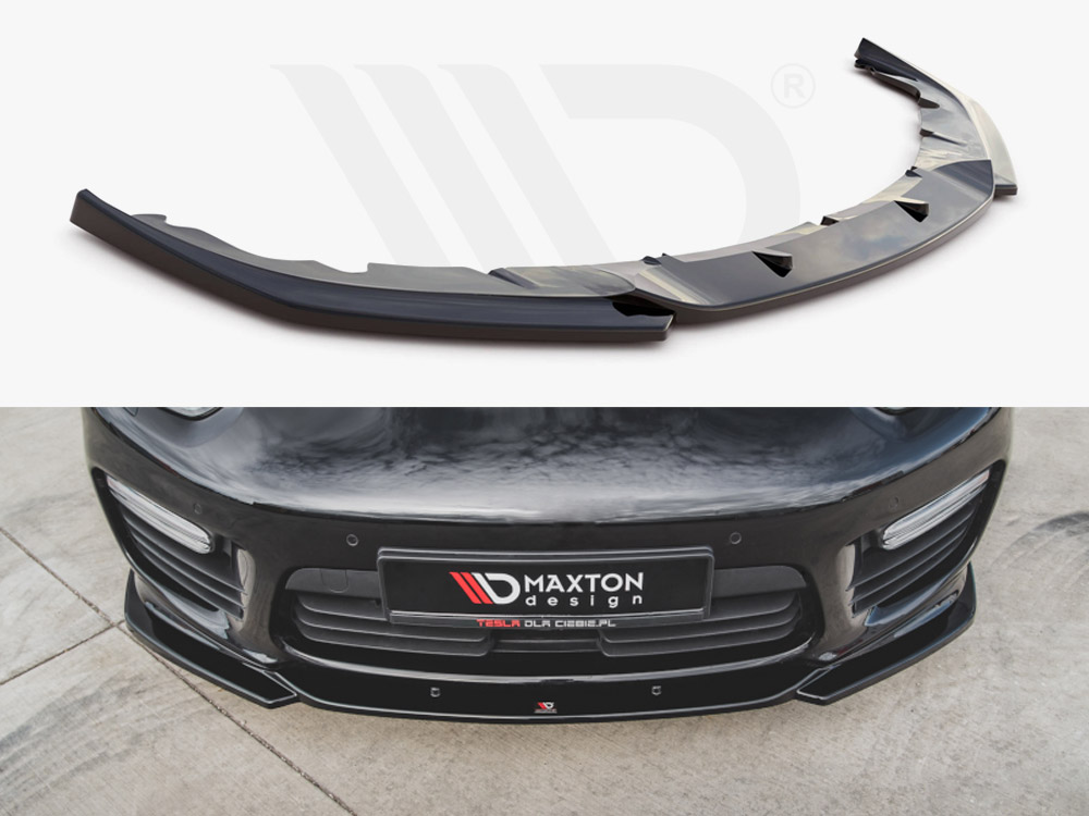 Maxton Design Gloss Black Front Splitter V2 Porsche Panamera Turbo 970 Facelift (2013-2016)
