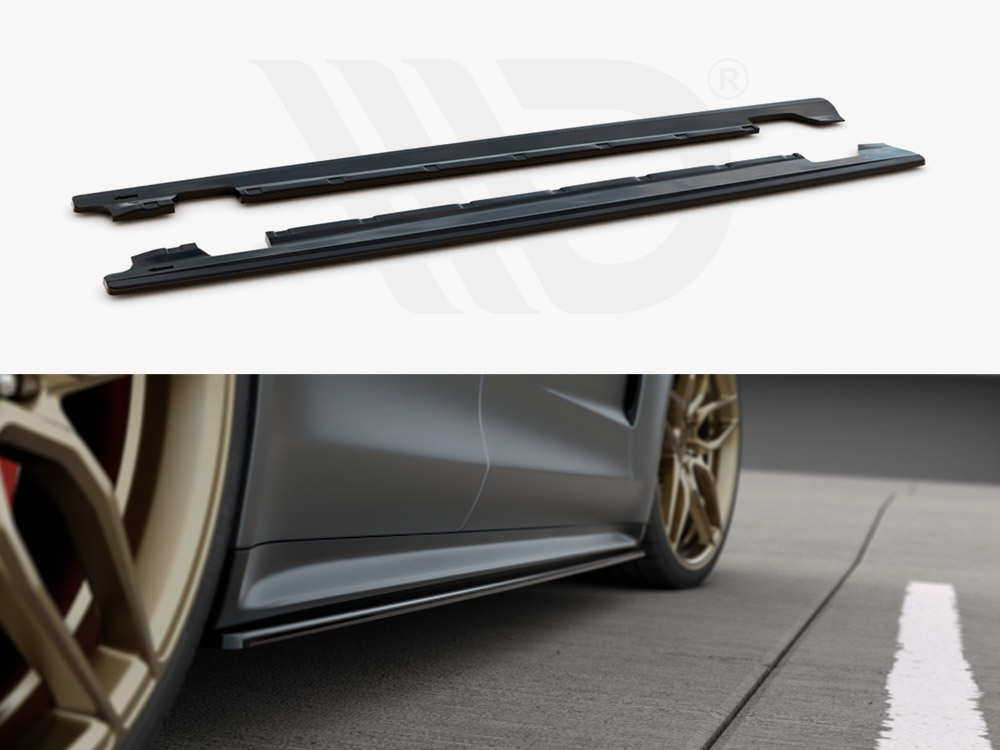 Maxton Design Gloss Black Side Skirts Diffusers Porsche Panamera Gts 971 (2019-), view 1
