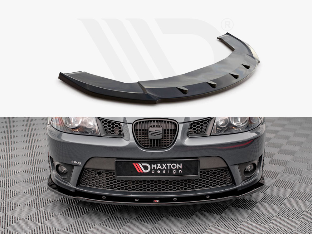 Maxton Design Gloss Black Front Splitter V.1 Seat Ibiza Cupra Mk3 (2004-2008), view 1