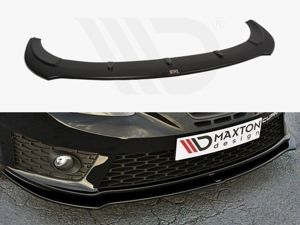 Maxton Design Gloss Black Front Splitter V.1 Seat Leon Mk2 Cupra Fr (Facelift), view 1