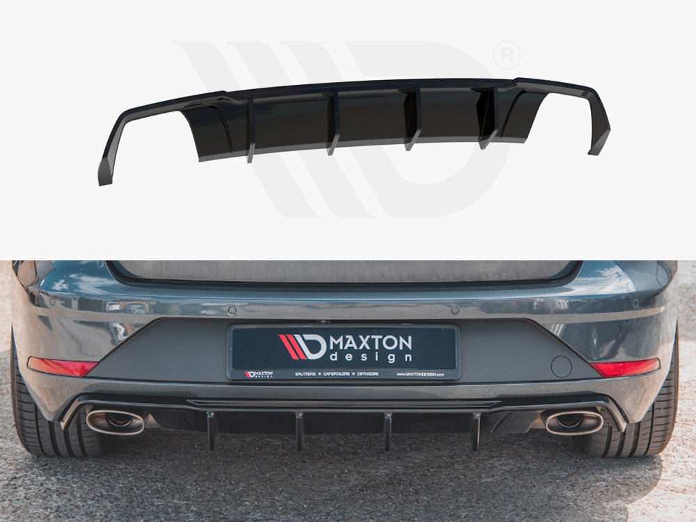 Maxton Design Gloss Black Rear Valance V2 Seat Leon Mk3.5 Cupra Estate (2017-2019), view 1