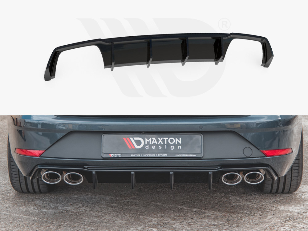 Maxton Design Gloss Black Rear Valance V3 Seat Leon Mk3.5 Cupra Estate (2017-2019), view 1