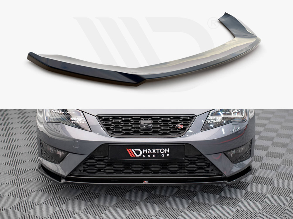 Maxton Design Gloss Black Front Splitter V.2 Seat Leon Fr / Cupra Mk3 (2012-2016), view 1