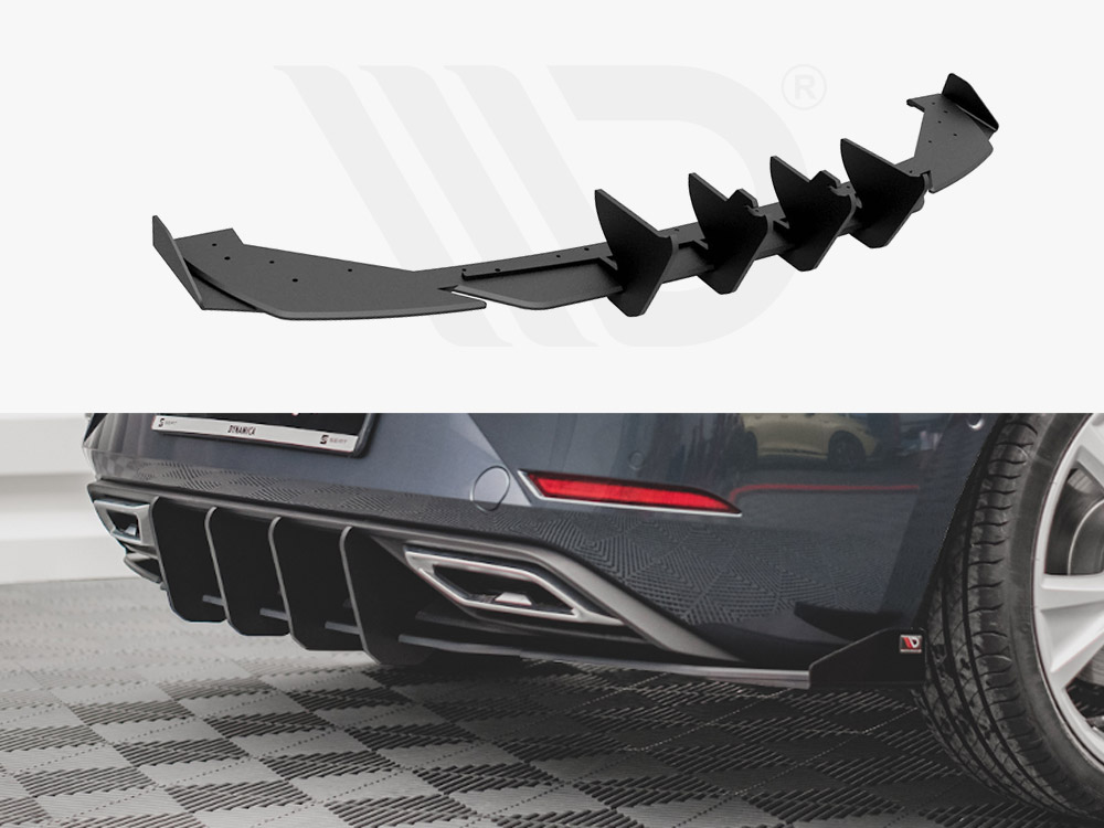 Maxton Design Black + Gloss Flaps Racing Durability Rear Valance (+Flaps) Seat Leon Fr Hatchback Mk4 (2020-), view 1