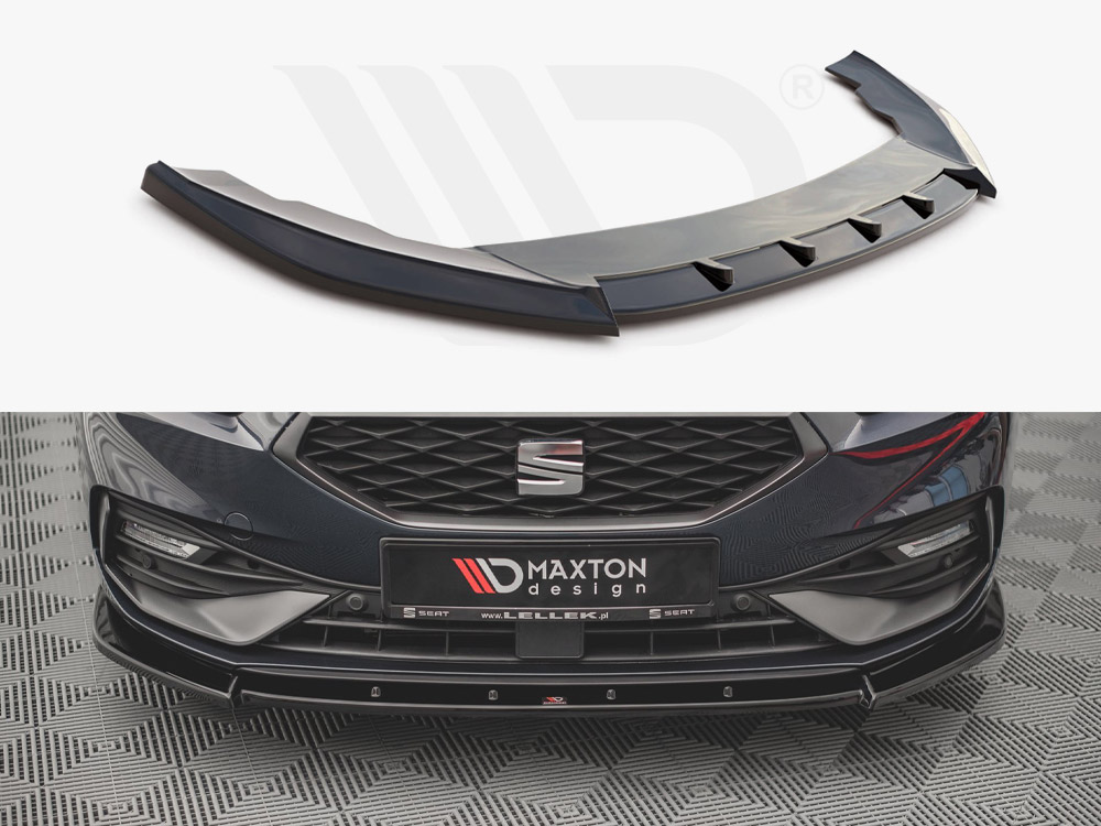 Maxton Design Gloss Black Front Splitter V1 Seat Leon Fr Mk4 (2020-), view 1