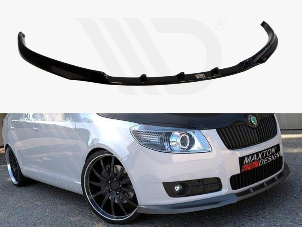 Maxton Design Gloss Black Front Splitter Skoda Fabia Ii (Preface Model, Standard Bumper, view 1