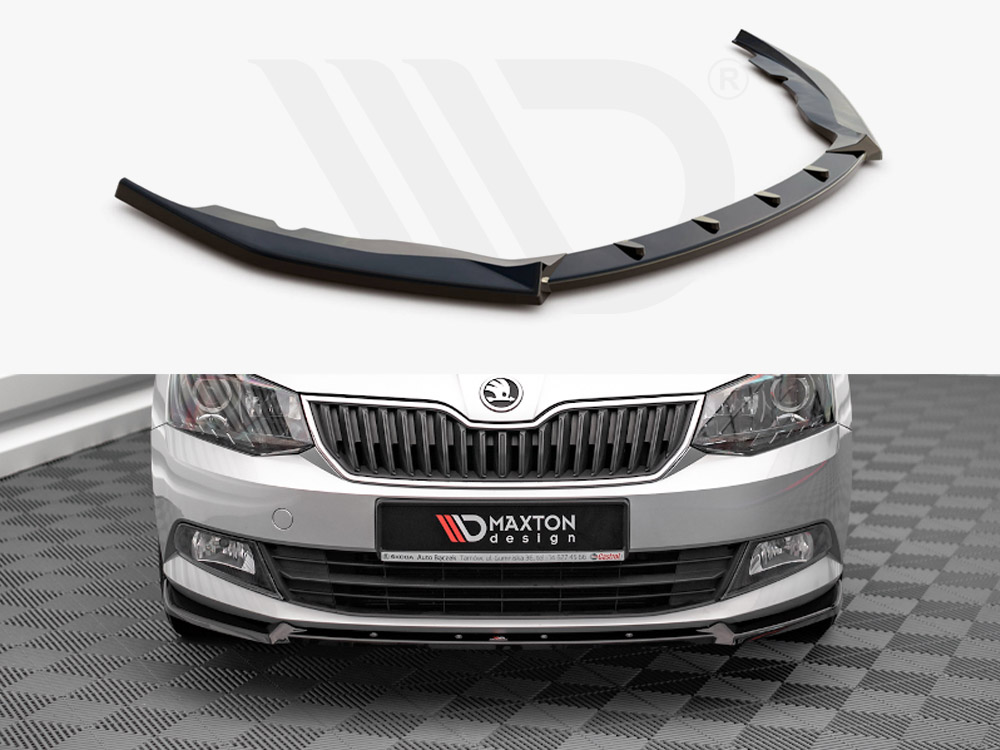 Maxton Design Gloss Black Front Splitter V.1 Skoda Fabia Mk3 (2014-2019), view 1