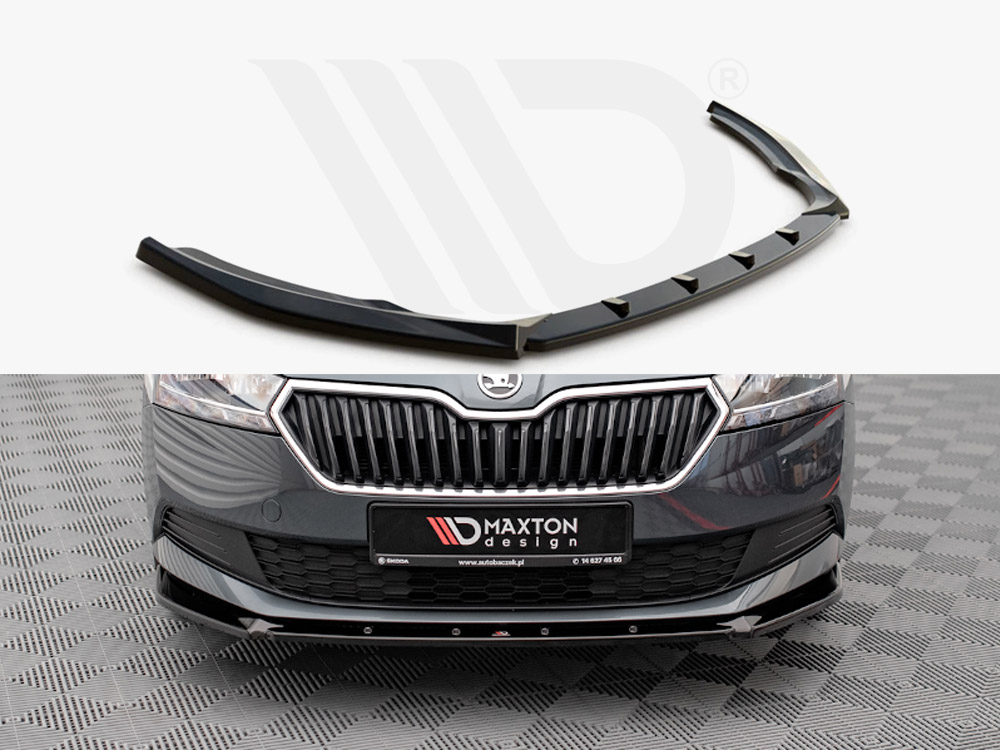 Maxton Design Gloss Black Front Splitter Skoda Fabia Mk3 Facelift (2019-), view 1