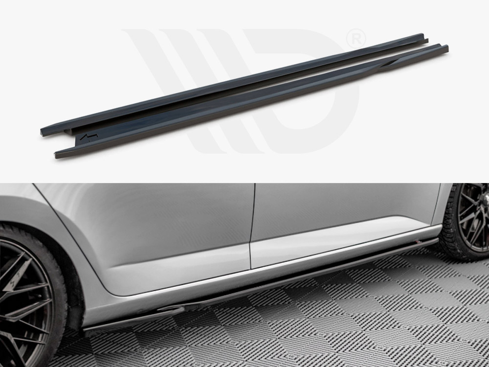 Maxton Design Gloss Black Side Skirts Diffusers Skoda Fabia Mk3 (2014-2019), view 1