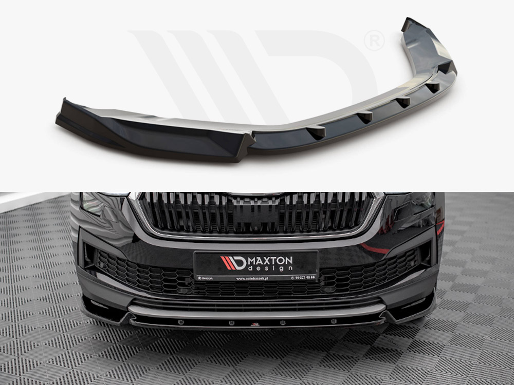 Maxton Design Gloss Black Front Splitter V.1 Skoda Kodiaq Mk1 Facelift (2021-), view 1