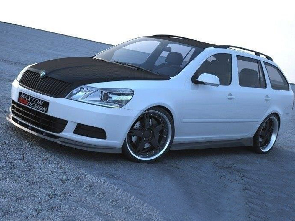 Maxton Design Gloss Black Front Splitter Octavia 2 Facelift Model, Standard Bumper, view 1