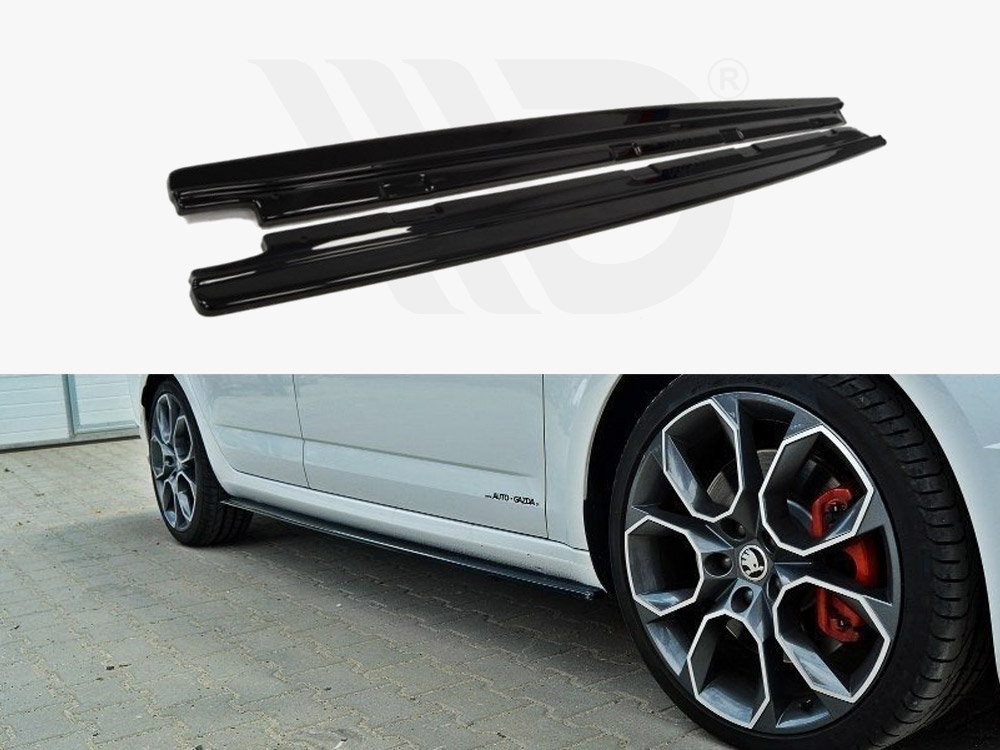 Maxton Design Gloss Black Side Skirts Diffusers Skoda Octavia VRS Mk3/ Mk3.5 Hatchback/Estate, view 1