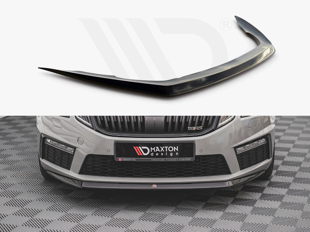 Maxton Design Gloss Black Front Splitter V.1 Skoda Octavia Rs Mk3 Facelift (2016-2019), view 1