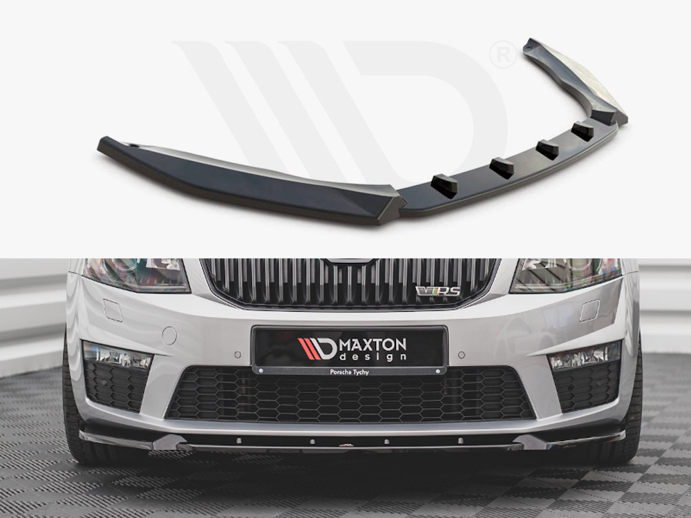 Maxton Design Gloss Black Front Splitter V.3 Skoda Octavia Rs Mk3 (2013-2016), view 1