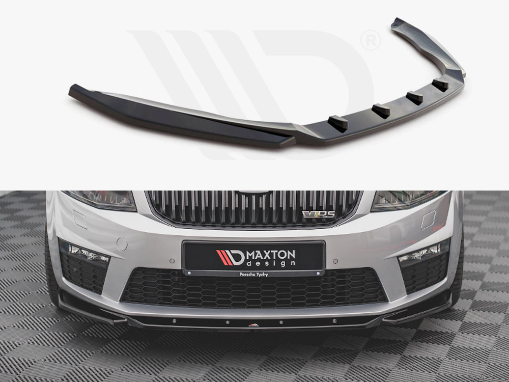 Maxton Design Gloss Black Front Splitter V.4 Skoda Octavia Rs Mk3 (2013-2016), view 1