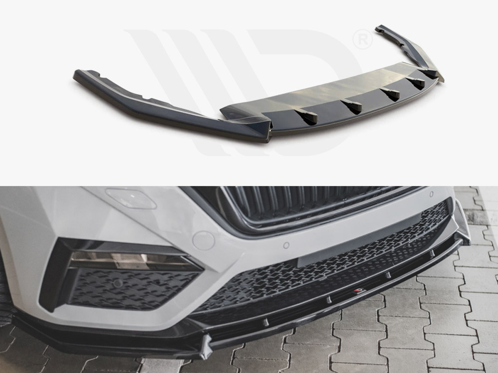 Maxton Design Gloss Black Front Splitter V1 Skoda Octavia Rs Mk4 (2020-), view 1