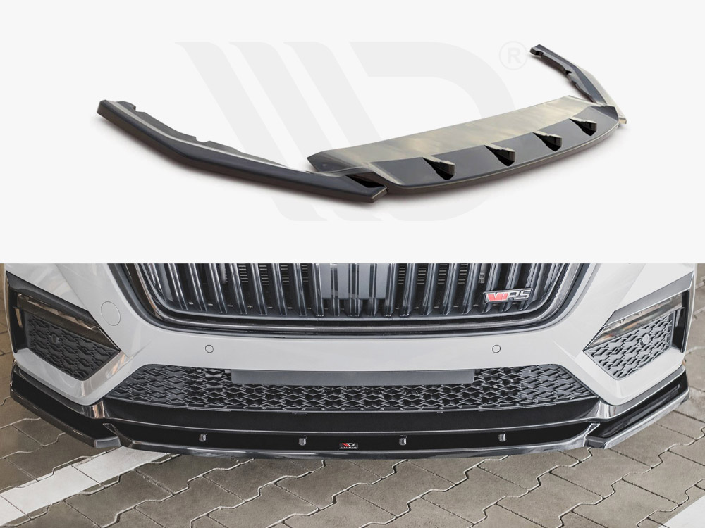 Maxton Design Gloss Black Front Splitter V3 Skoda Octavia Rs Mk4 (2020-), view 1