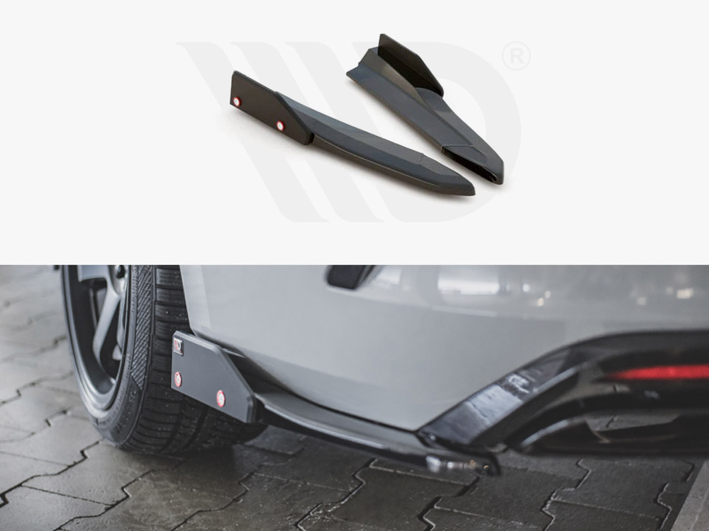 Maxton Design Gloss Black Rear Side Splitters (+Flaps) V2 Skoda Octavia Rs Mk4 (2020-), view 1