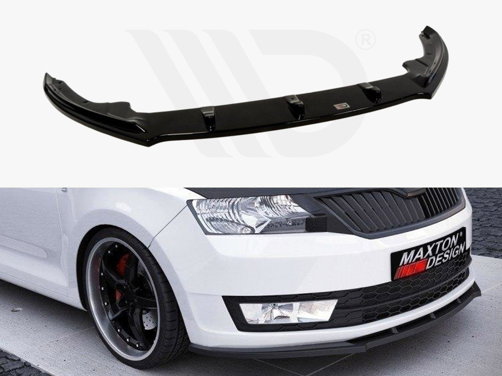 Maxton Design Gloss Black Front Splitter Skoda Rapid, view 1