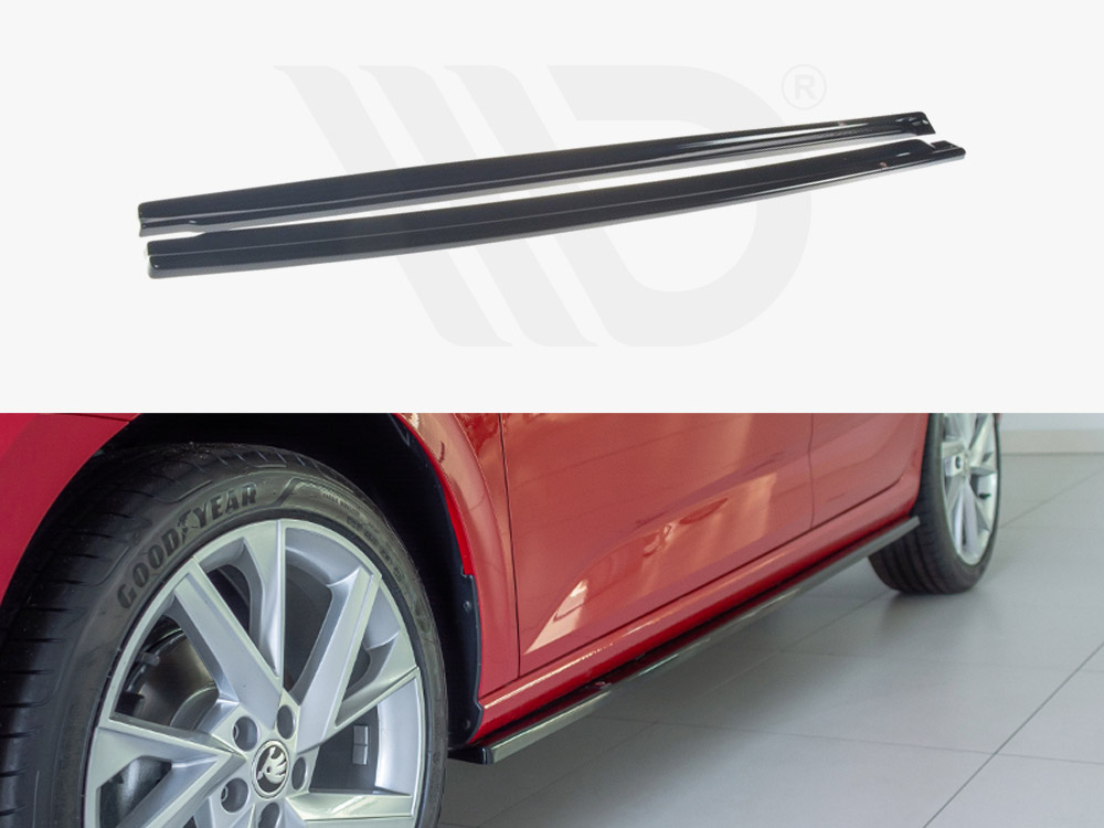 Maxton Design Gloss Black Side Skirts Diffusers Skoda Scala (2019-Up), view 1
