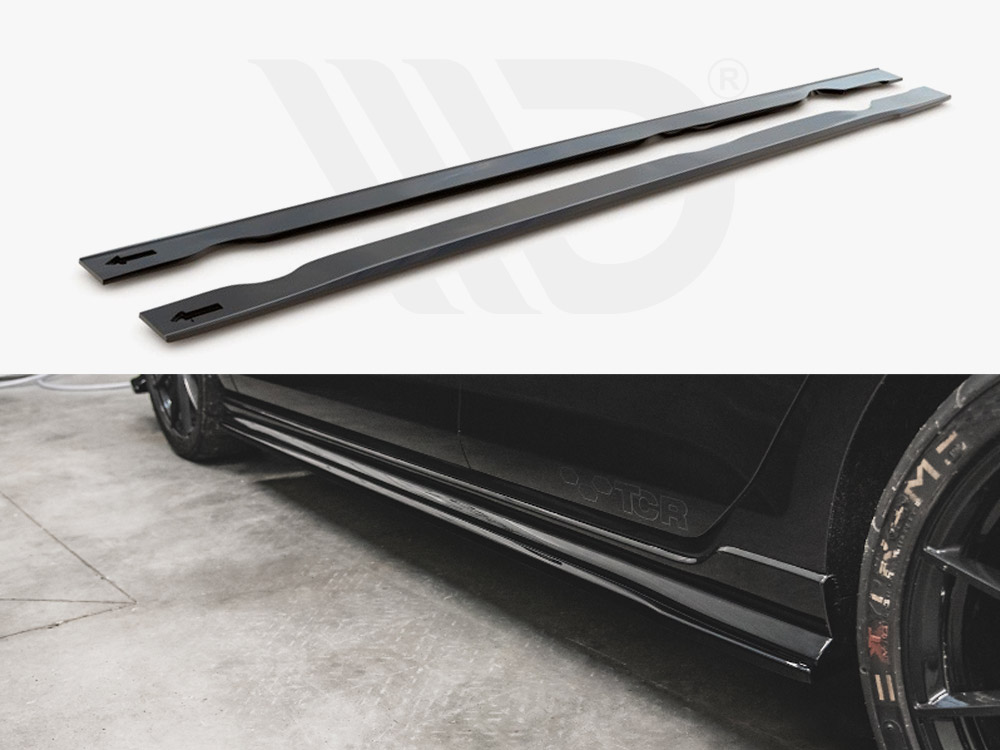 Maxton Design Gloss Black Side Skirts Splitters VW Golf Mk7.5 GTI Tcr (2019), view 1