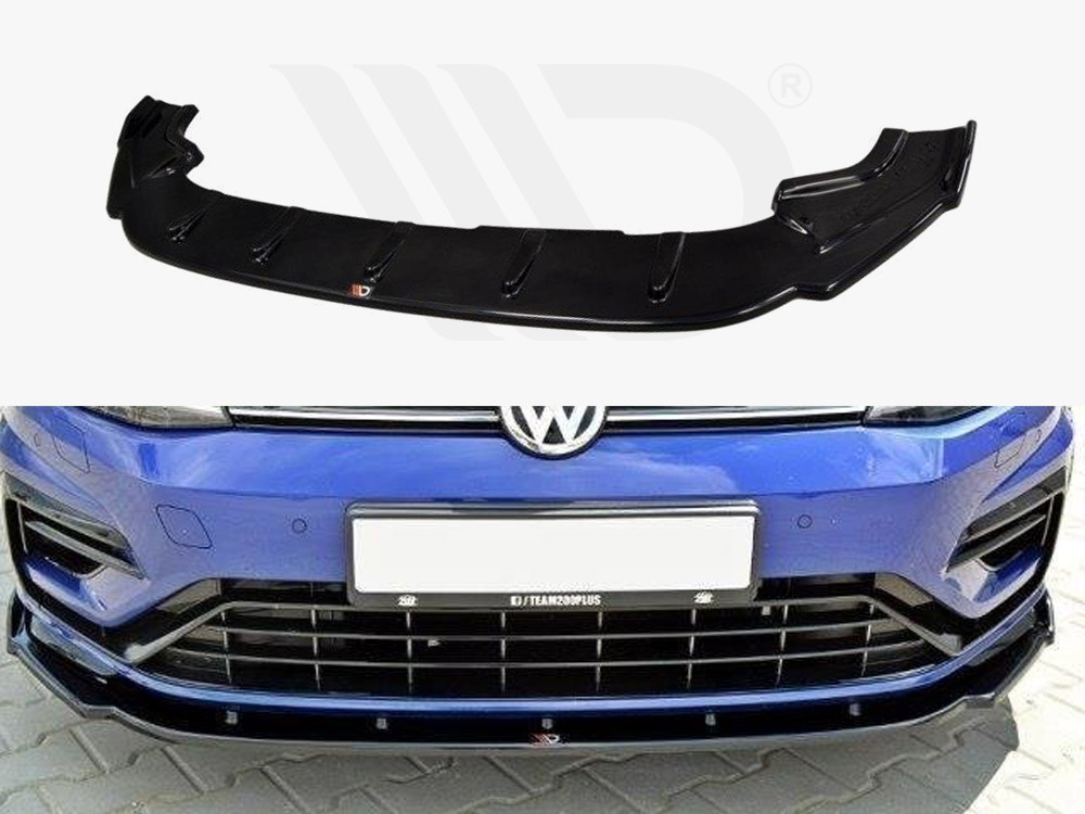 Maxton Design Gloss Black Front Splitter V.1 VW Golf R 7.5 (2017-19), view 1