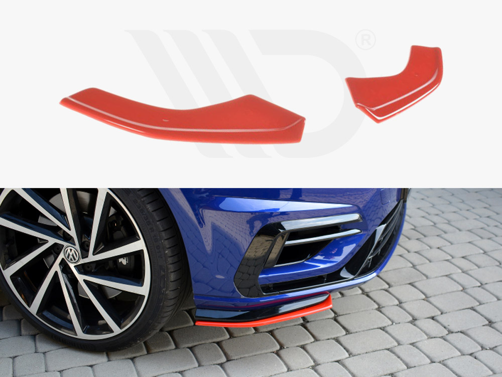 Maxton Design Gloss Black Front Splitter V.8 VW Golf 7 R Facelift (2017-Up), view 1