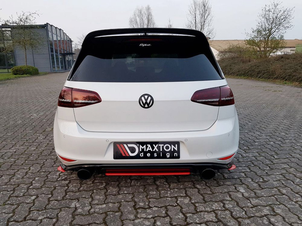 Maxton Design Gloss Black Central Rear Splitter VW Golf Mk7 GTI Clubsport (2016-2017), view 1
