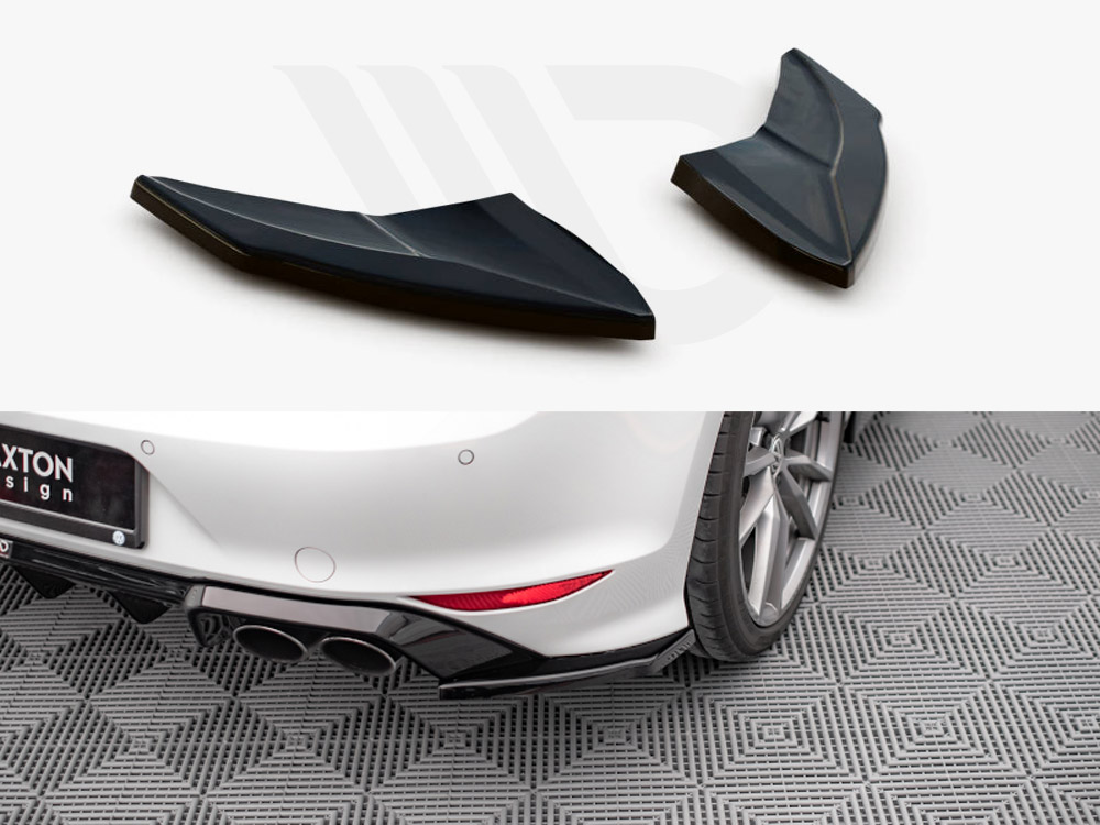 Maxton Design Gloss Black Rear Side Splitters V.4 VW Golf R Mk7 (2013-2016), view 1