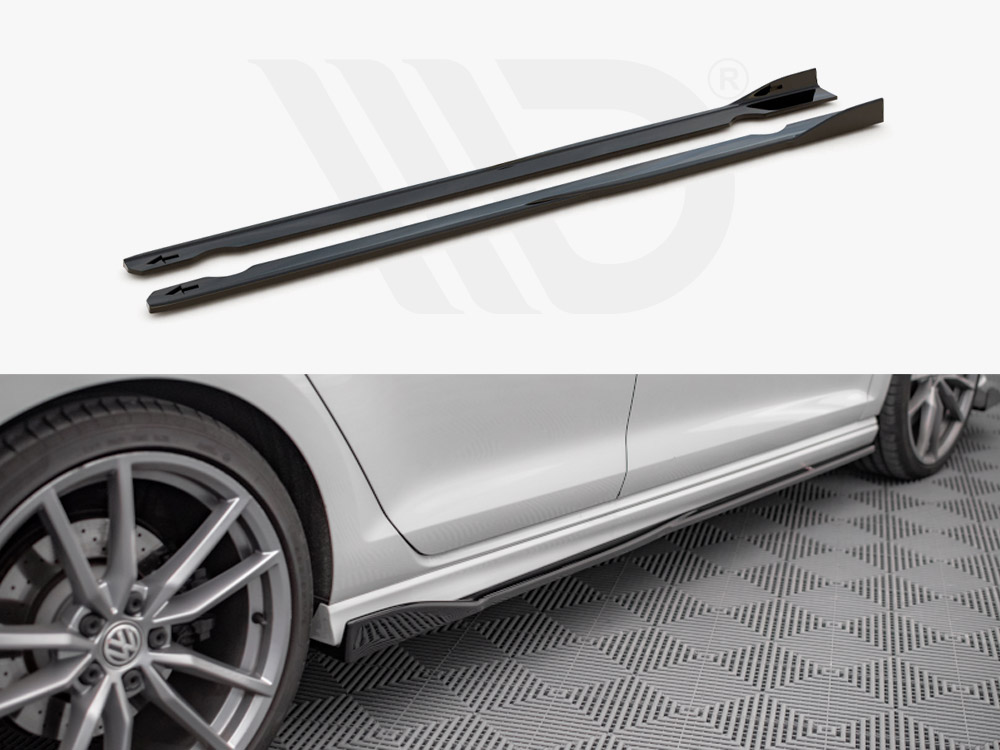 Maxton Design Gloss Black Side Skirts Diffusers V.2 VW Golf R Mk7 (2013-2016), view 1